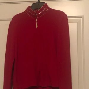 Authentic Beautiful Red St. John Suit with Skirt
